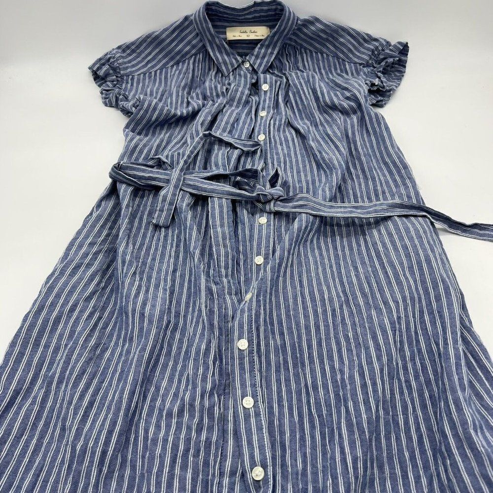 Isabella Sinclair Womens XSmall Dress Blue White Stripe Button Belted